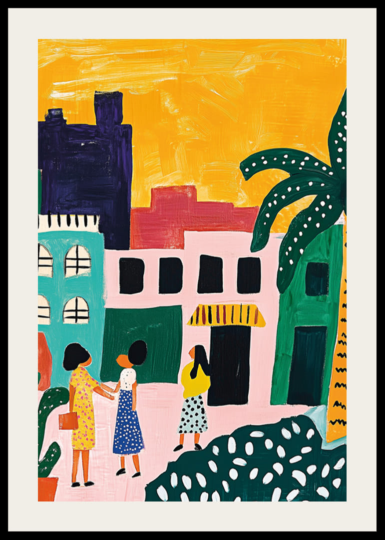 Colorful city scene full of life and tropical warmth-12