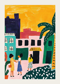 Colorful city scene full of life and tropical warmth-3