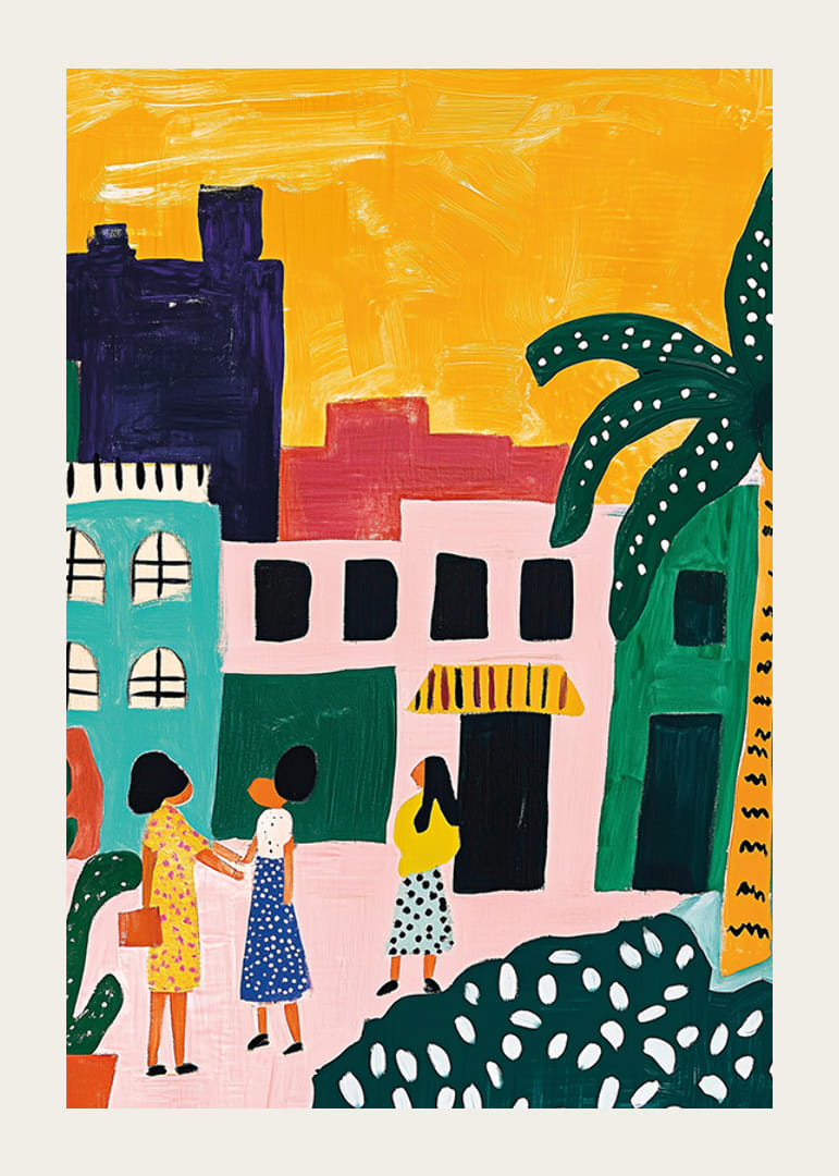 Colorful city scene full of life and tropical warmth-12