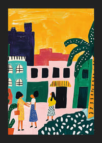 Colorful city scene full of life and tropical warmth-5