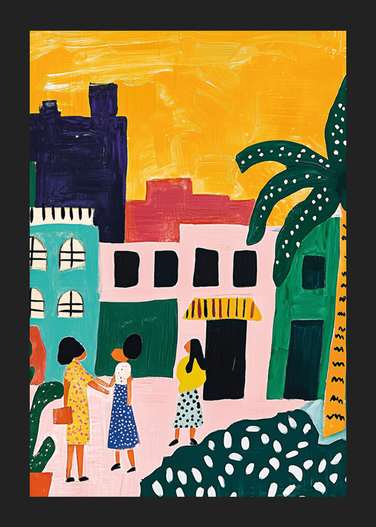 Colorful city scene full of life and tropical warmth-12