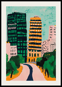 Färgsprakande stadssilhuett ger livfull energi och kreativitet-2