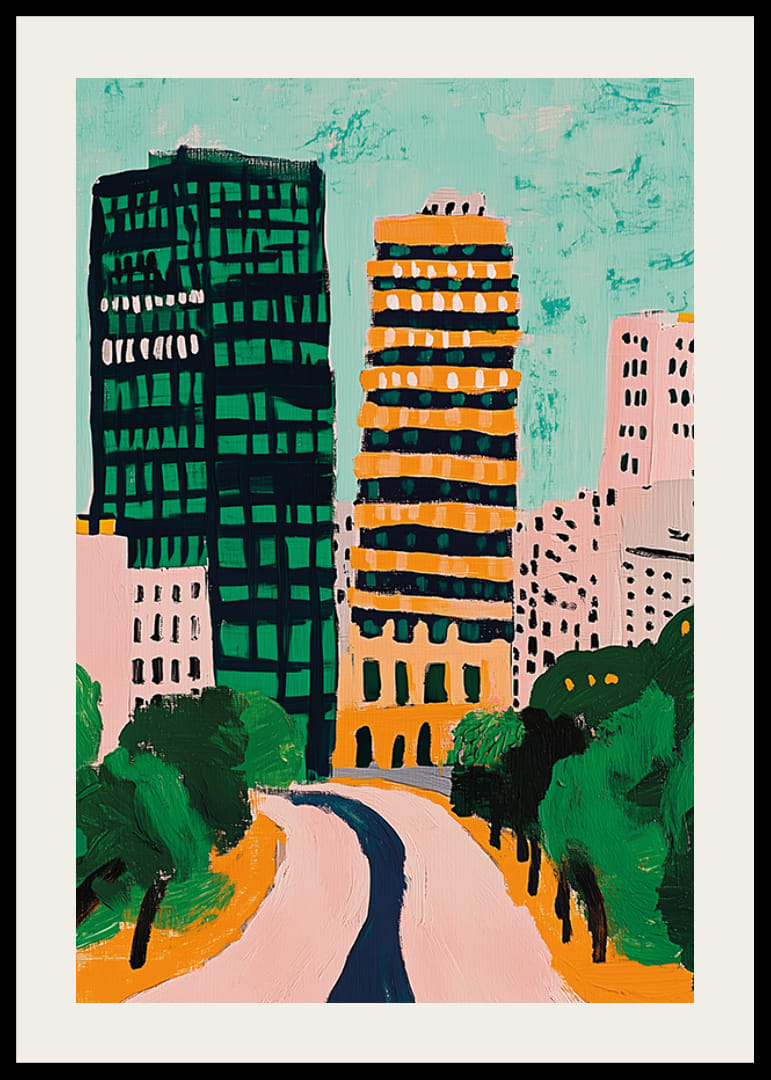 Färgsprakande stadssilhuett ger livfull energi och kreativitet-12