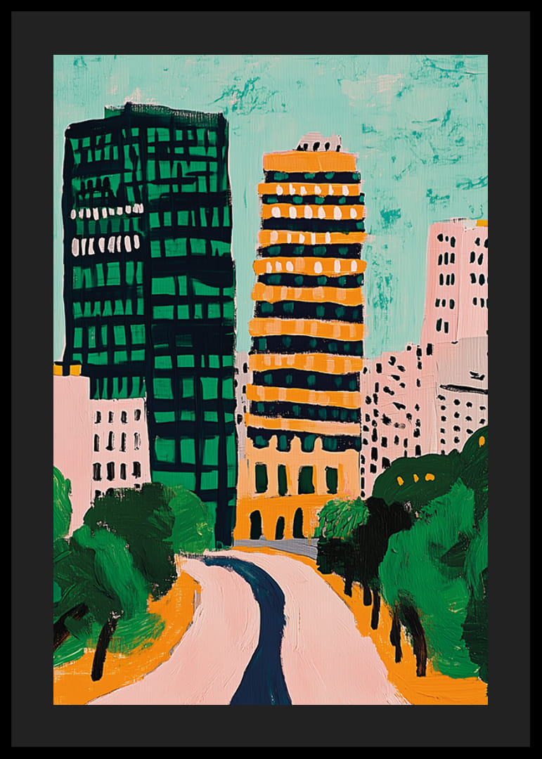 Färgsprakande stadssilhuett ger livfull energi och kreativitet-12