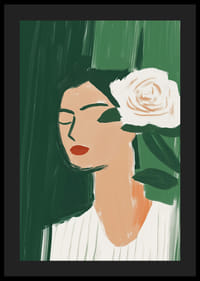 Elegancia minimalista con una flor blanca sobre un fondo verde intenso.-4