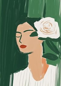 Minimalistická elegancia s bielym kvetom oproti sýtej zelenej.-3