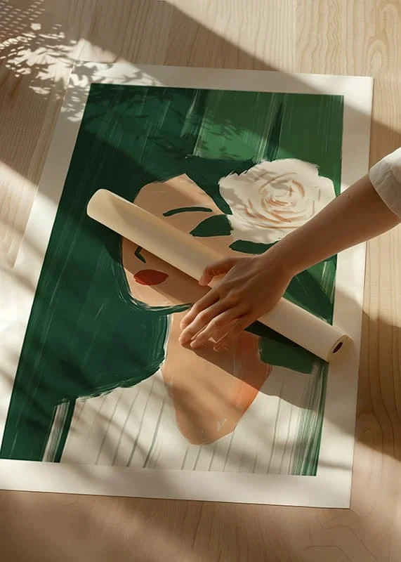 Minimalist elegance with a white flower against deep green.-12
