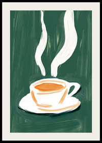 Steam rising from a hot cup of tea against a deep green background-2