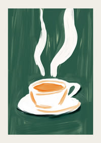 Steam rising from a hot cup of tea against a deep green background-3