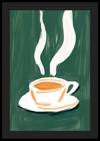 Steam rising from a hot cup of tea against a deep green background-4