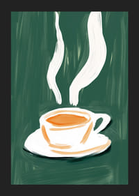 Steam rising from a hot cup of tea against a deep green background-5