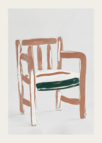Abstrakt, jordnära stol i penseldrag, fångar tidlös design-3