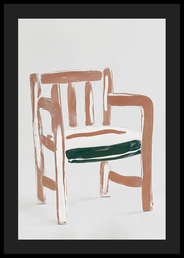 Abstrakt, jordnära stol i penseldrag, fångar tidlös design-12