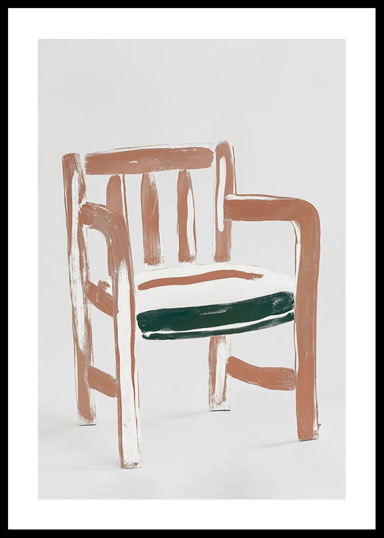 Abstrakt, jordnära stol i penseldrag, fångar tidlös design-12