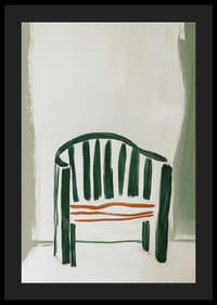 Abstrakt stol i gröna och orange nyanser ger en stilren atmosfär.-4