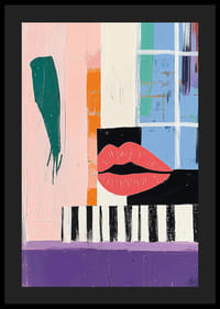 Colorful abstract artwork with bold lips and geometric shapes-4
