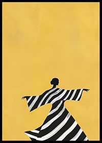 Eleganz in Schwarz und Weiß tanzt vor einem warmen, gelben Hintergrund-6