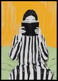 A stylish scene of relaxation, where reading meets colorful minimalism-6