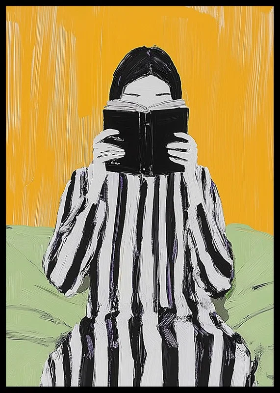 A stylish scene of relaxation, where reading meets colorful minimalism-12