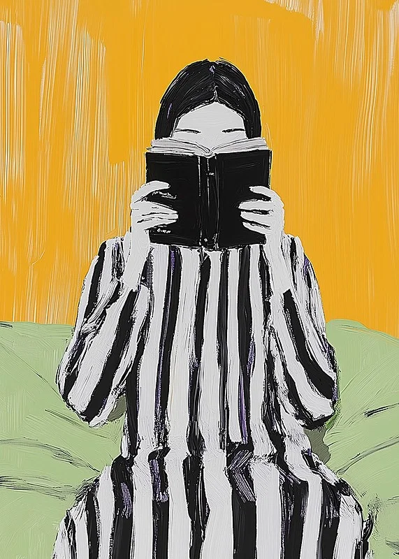 A stylish scene of relaxation, where reading meets colorful minimalism-12