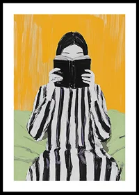 A stylish scene of relaxation, where reading meets colorful minimalism-0