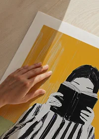 A stylish scene of relaxation, where reading meets colorful minimalism-9