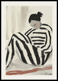 Svarte og hvite linjer omfavner stillheten av ensomhet i en elegant plakat-2