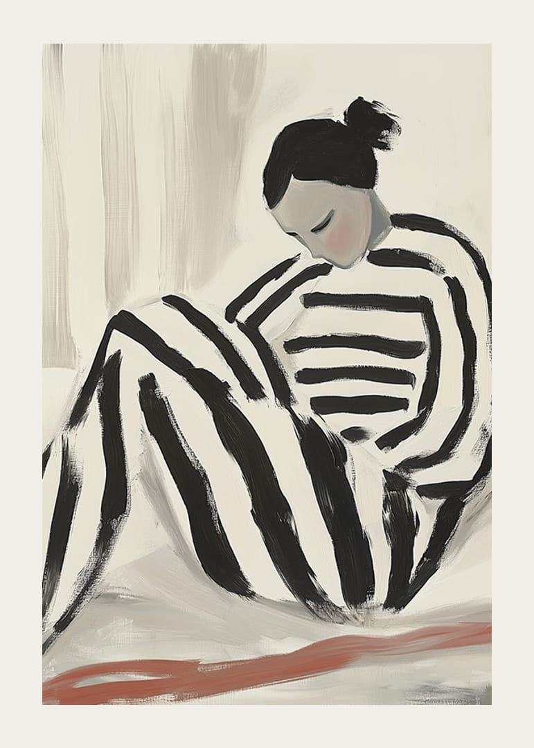 Svarte og hvite linjer omfavner stillheten av ensomhet i en elegant plakat-12