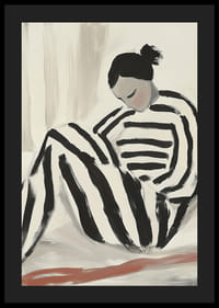 Svarte og hvite linjer omfavner stillheten av ensomhet i en elegant plakat-4