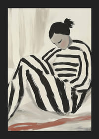 Svarte og hvite linjer omfavner stillheten av ensomhet i en elegant plakat-5