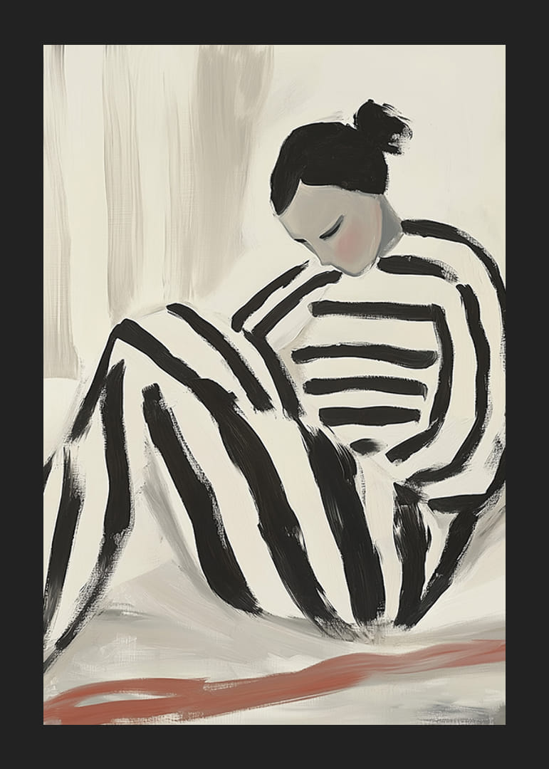 Svarte og hvite linjer omfavner stillheten av ensomhet i en elegant plakat-12