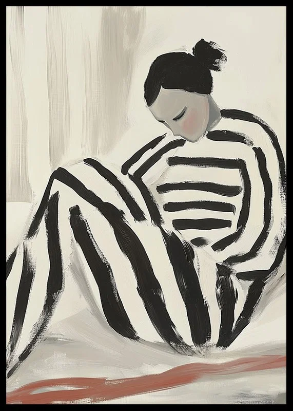 Black and white lines embrace the stillness of solitude in an elegant poster-12