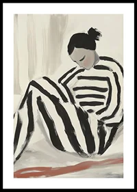 Black and white lines embrace the stillness of solitude in an elegant poster-0