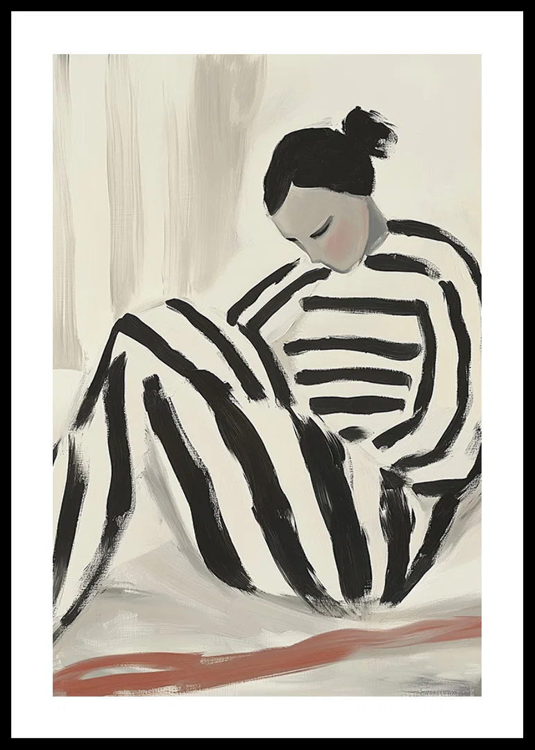 Black and white lines embrace the stillness of solitude in an elegant poster-12