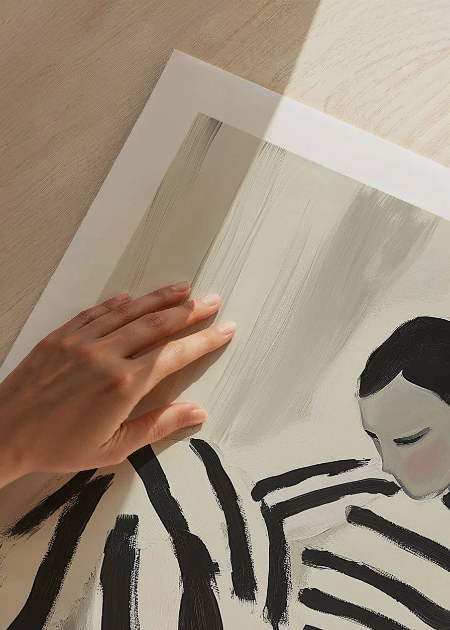 Black and white lines embrace the stillness of solitude in an elegant poster-12