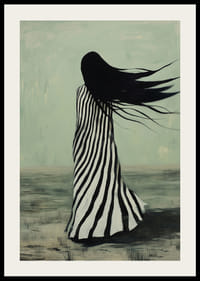 O figură enigmatică în haine în dungi este luată de vânt printr-un peisaj pustiu-2