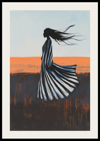 Silhuetten av en kvinna mot soluppgångens glöd ger en känsla av frihet-2