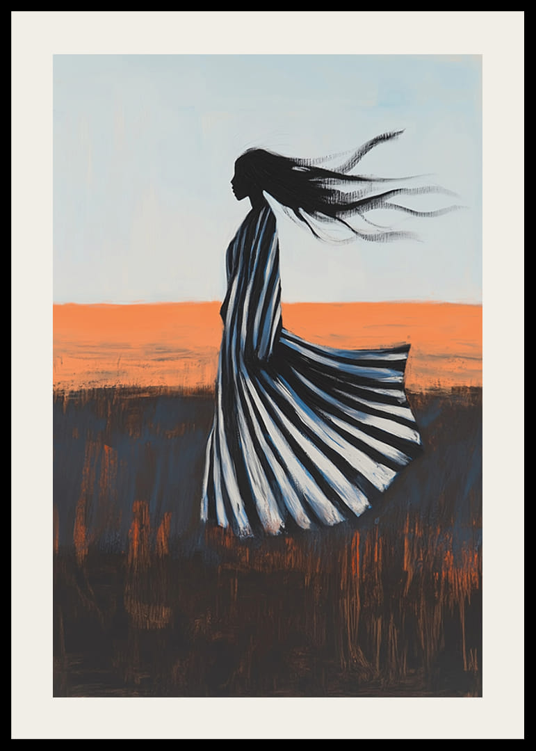 Silhuetten av en kvinna mot soluppgångens glöd ger en känsla av frihet-12