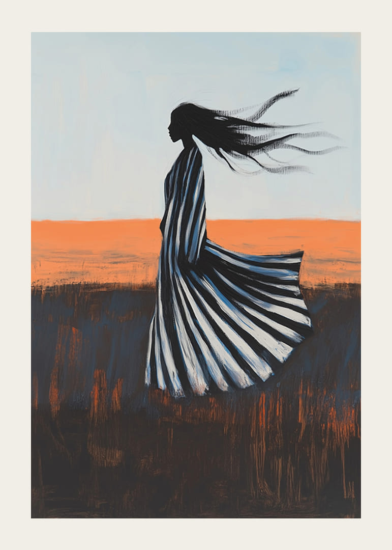 Silhuetten av en kvinna mot soluppgångens glöd ger en känsla av frihet-12