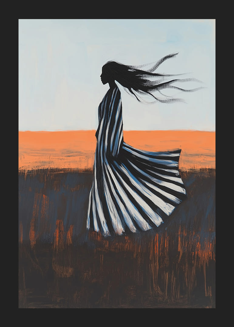 Silhuetten av en kvinna mot soluppgångens glöd ger en känsla av frihet-12