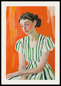 Tidløs eleganse møter livlige farger i en fengslende portrettplakat-2