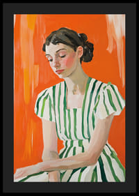 Tidløs eleganse møter livlige farger i en fengslende portrettplakat-4