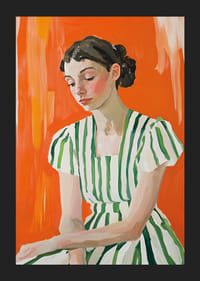 Tidløs eleganse møter livlige farger i en fengslende portrettplakat-5