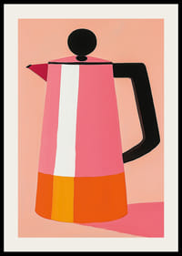 A vibrant, stylish coffee pot in pink and orange brightens up the room-2