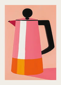 A vibrant, stylish coffee pot in pink and orange brightens up the room-3