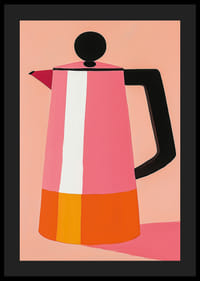 A vibrant, stylish coffee pot in pink and orange brightens up the room-4