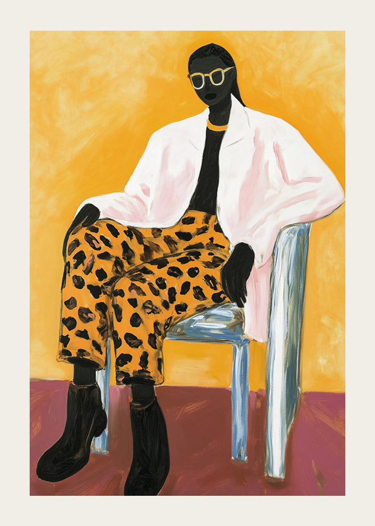 Elegant stil möter djärv färg i en konstnärlig och modern porträttposter-12