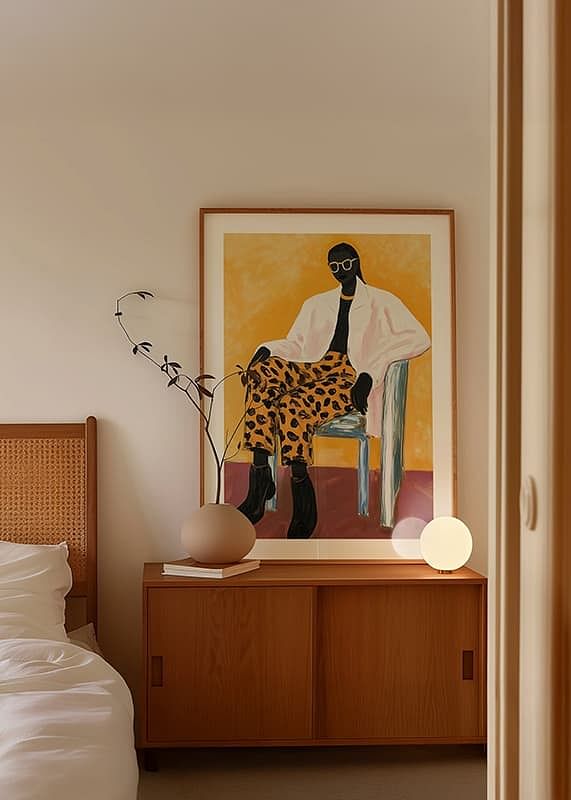 Stilul elegant se întâlnește cu culorile îndrăznețe într-un afiș portret artistic și modern-12