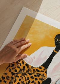 Stilul elegant se întâlnește cu culorile îndrăznețe într-un afiș portret artistic și modern-5