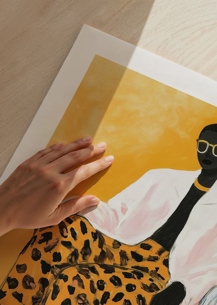 Stilul elegant se întâlnește cu culorile îndrăznețe într-un afiș portret artistic și modern-12
